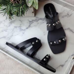 🚨NEW MARC FISHER Burlina Black Studded Slide Sandal Size 8